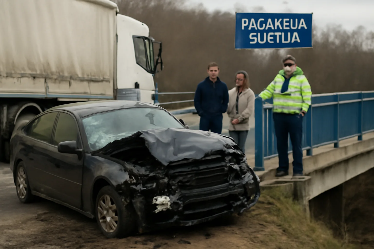 Accident grav pe Pasarela Bucium: Mașină căzută după coliziune