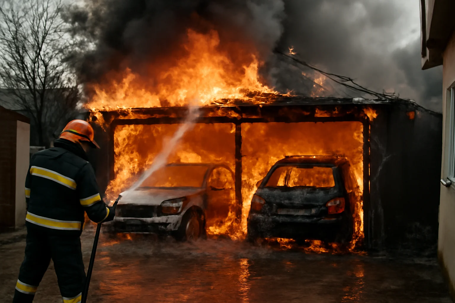 două mașini complet distruse în câteva minute