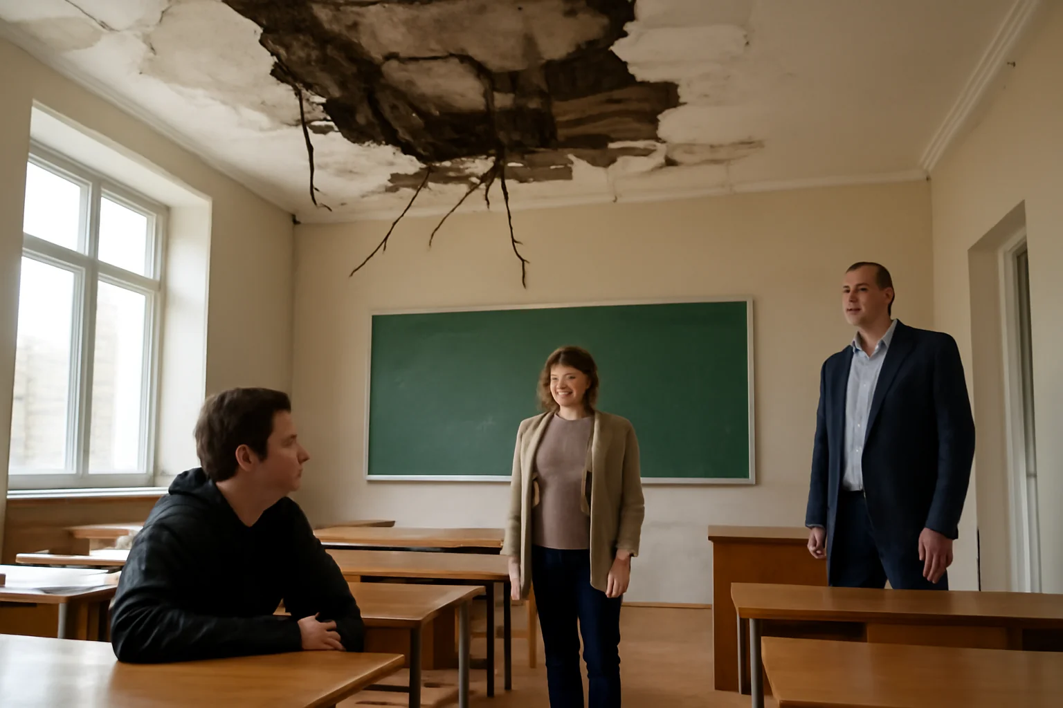 Tavan de clasă prăbușit la un colegiu din Iași în vacanța de iarnă