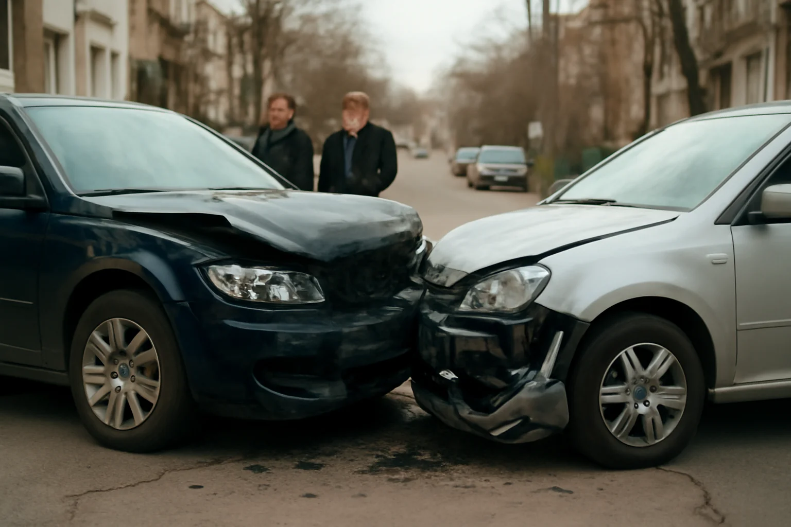 Taxi implicat într-un accident cu două mașini parcate în cartierul Alexandru cel Bun din Iași