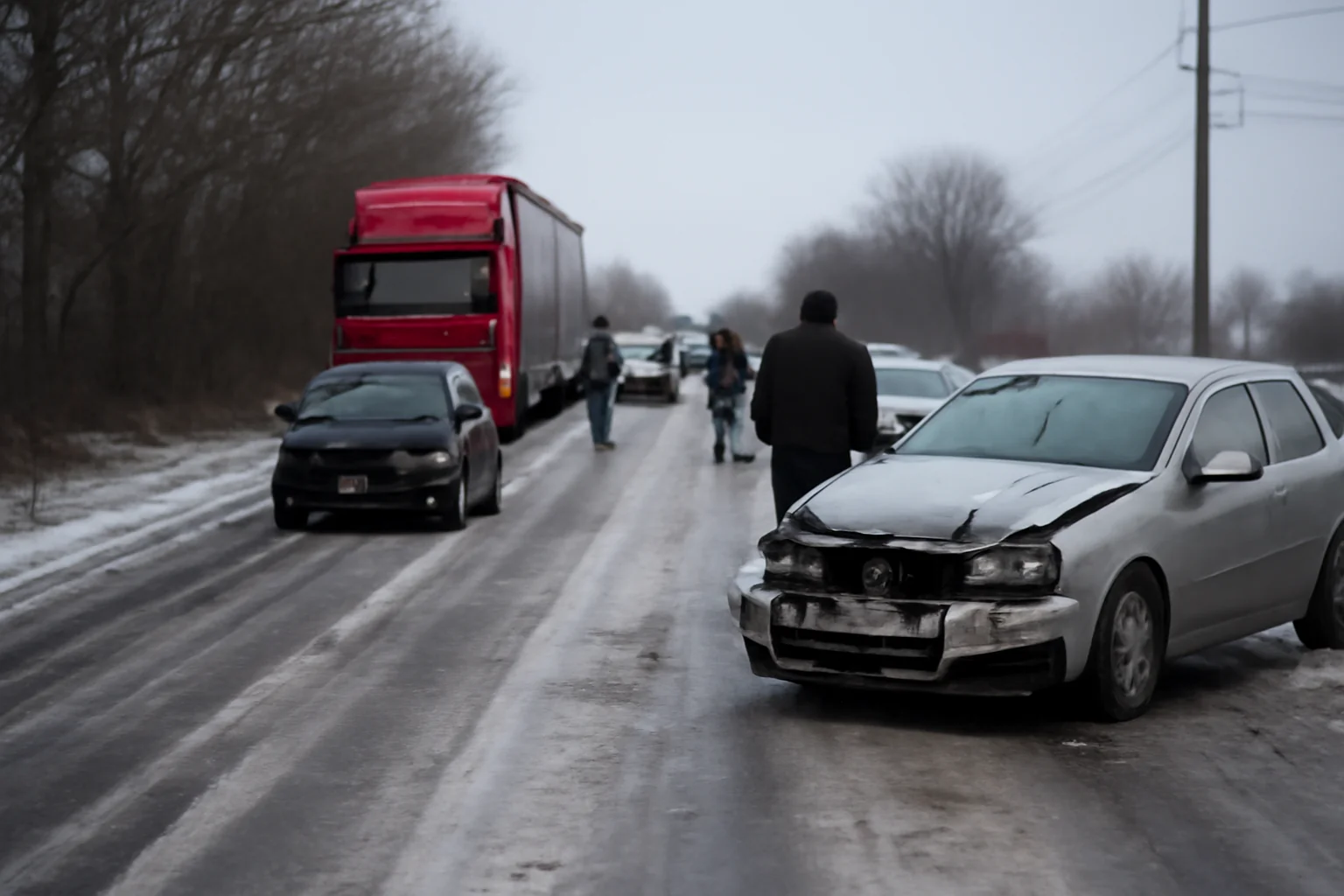 Trafic rutier blocat între Țigănași și Plugari, lângă Iași, din cauza poleiului