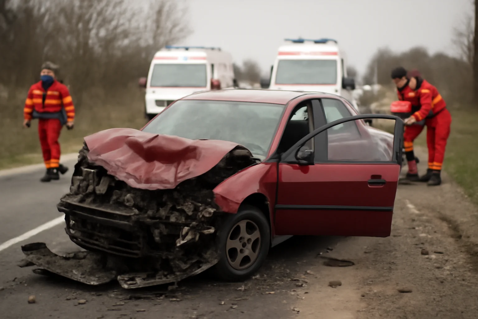Trei răniți grav după o coliziune violentă